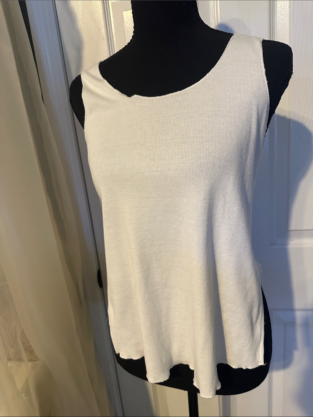 knot sisters Cream Ribbed Scoop Neck Tank